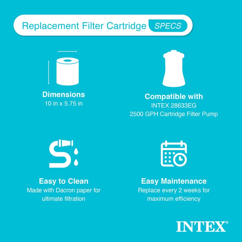Intex 29005E Easy Set Swimming Pool Type B Replacement Easy Clean Dacron Material Filter Pump Cartridge, (2 Pack) - Image 4
